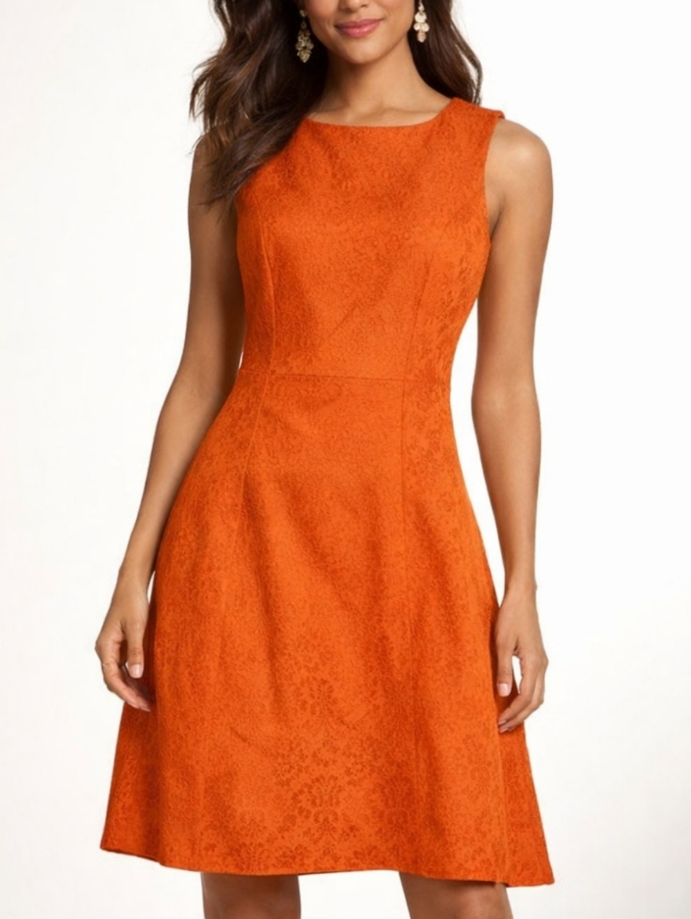 NEW Eva Mendes Jacquard Orange Cotton Mini Dress 6